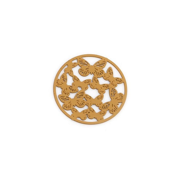 Estampes pendentif connecteur filigrane Multi papillons 20mm cuivre couleur Moutarde