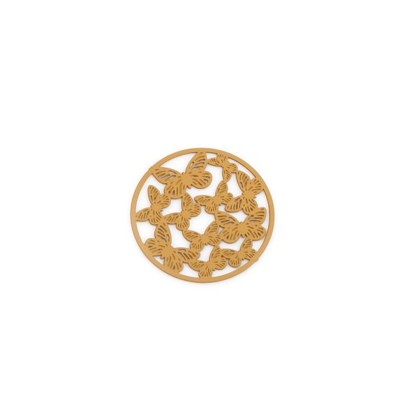 Estampes pendentif connecteur filigrane Multi papillons 20mm cuivre couleur Moutarde
