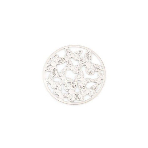 Estampes pendentif connecteur filigrane Multi papillons 20mm cuivre couleur Argent Platine