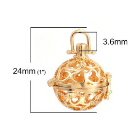 Pendentif Cage et Perle Bola Nature Harmony Grossesse 12mm couleur Or