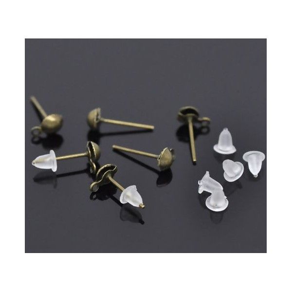 PAX 100 Boucles d'oreilles puce dome avec attache en 6mm métal couleur Bronze