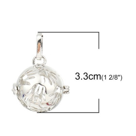 Pendentif Cage et Perle Bola Nature Harmony Grossesse Main de Bébé 16mm couleur Argent Vif