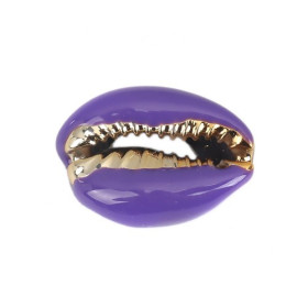 PS110215202 PAX 4 slides médaillons émaillés Coquillage Cauri Violet sur une base en métal Doré