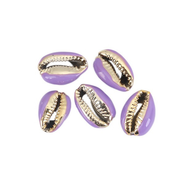 PS110215197 PAX 4 slides médaillons émaillés Coquillage Cauri Violet Clair sur une base en métal Doré