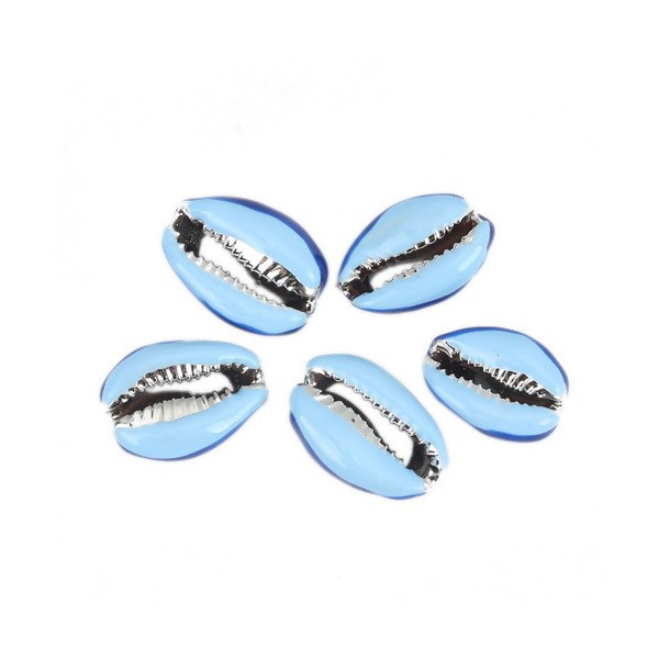 slides médaillons émaillés Coquillage Cauri Bleu Ciel