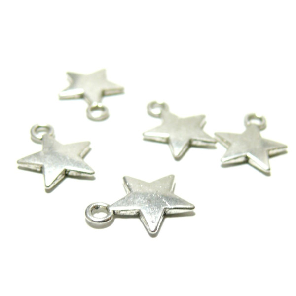 Pendentifs Breloques Étoiles 11x14mm – Métal Argent Platine
