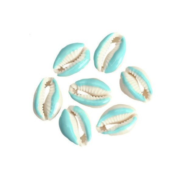 slides médaillons émaillés Coquillage Cauri  Bleu Turquoise
