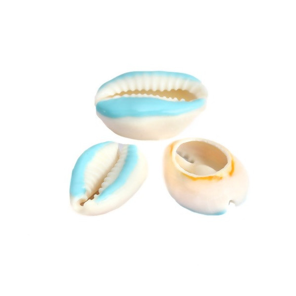 PS110215135 PAX 5 slides médaillons émaillés Coquillage Cauri  Bleu Turquoise