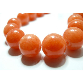 2 perles  jade teintée couleur orange  corail 12mm 