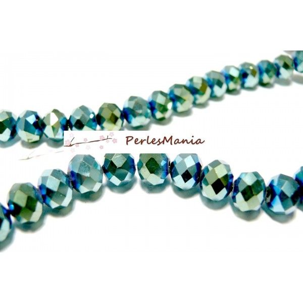 1 fil d'environ 70 perles facettées rondelles Bleu vert 6 par 8mm ref 2J1414