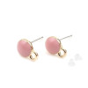 Supports de Boucle d'oreille puce Ronde style emaillé Rose sur support doré