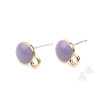 Supports de Boucle d'oreille puce Ronde style emaillé  Lilas sur support doré