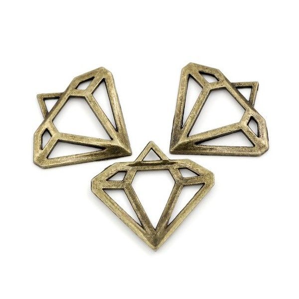 pendentifs, breloques Diamants  30mm metal couleur Bronze