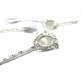 Supports de barrettes Baroque Couleur Argent Platine