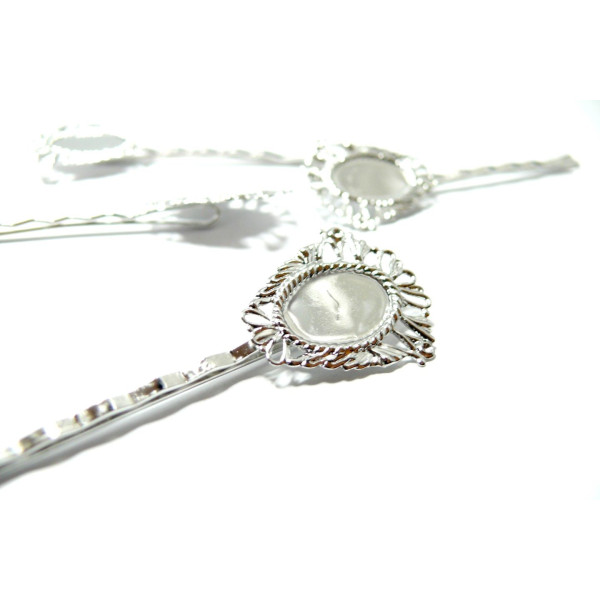 Supports de barrettes Baroque Couleur Argent Platine