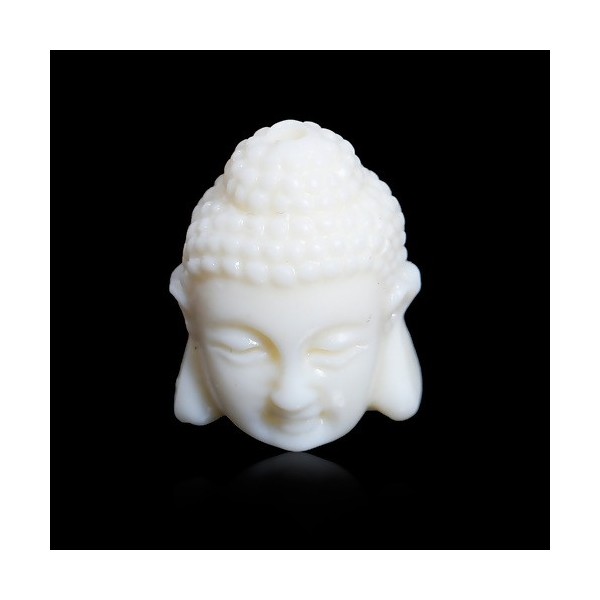 Pendentifs Tête de Bouddha Biface imitation Corail Blanc crème