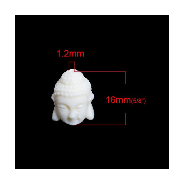 Pendentifs Tête de Bouddha Biface imitation Corail Blanc crème