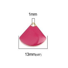 PS110238231 PAX 5 sequins médaillons émaillés Eventail 13 par 12mm Rose Foncé