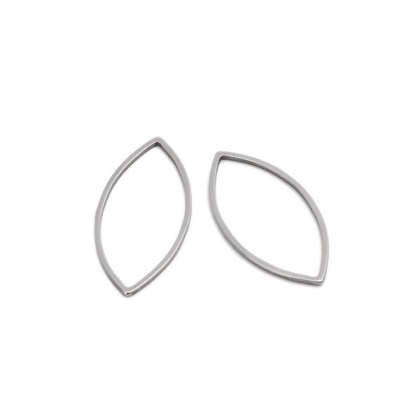 Lot de 5 ou 10 Pendentifs Connecteurs Navette 27 mm – Acier Inoxydable 304 Argenté