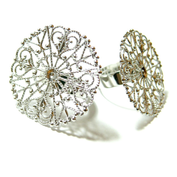 Supports de bague dentelle qualité ronde 30mm Argent Platine
