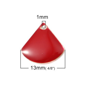 Sequins médaillons émaillés Eventail 13 par 12mm Rouge