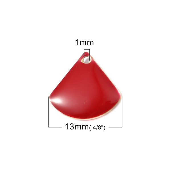 Sequins médaillons émaillés Eventail 13 par 12mm Rouge