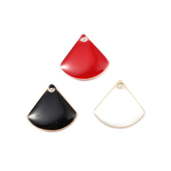 Sequins médaillons émaillés Eventail 13 par 12mm Rouge