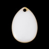 sequins médaillons résine style émaillés Biface Goutte Blanche 14 par 10mm sur une base en métal dore