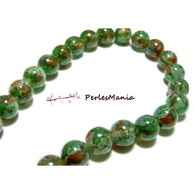 H1126 1 fil d'environ 60 perles de verre multicolores Ton Violet Ronde 12mm 