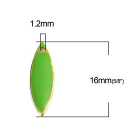 sequins résine style émaillés Biface Navette fine 16 par 5mm sur une base en métal dore