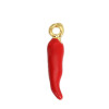 Sequins, résine style émaillés, Piment Rouge 20mm, sur une base en métal dore