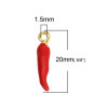 Sequins, résine style émaillés, Piment Rouge 20mm, sur une base en métal dore