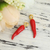 Sequins, résine style émaillés, Piment Rouge 20mm, sur une base en métal dore