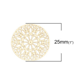 PS110131926 PAX 5 Estampes pendentif filigrane Mandala 25 mm métal couleur Doré