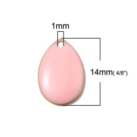 PS110140787 PAX 5 sequins médaillons style émaillés Biface GOUTTE 14mm Rose