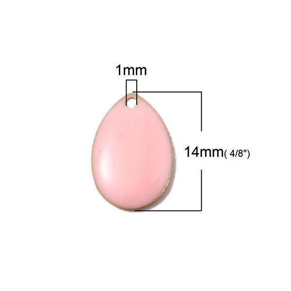 PS110140787 PAX 5 sequins médaillons style émaillés Biface GOUTTE 14mm Rose