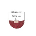 PS110102058 PAX 10 pendentif Eventail avec Franges Simili Cuir Coloris Rouge Vin