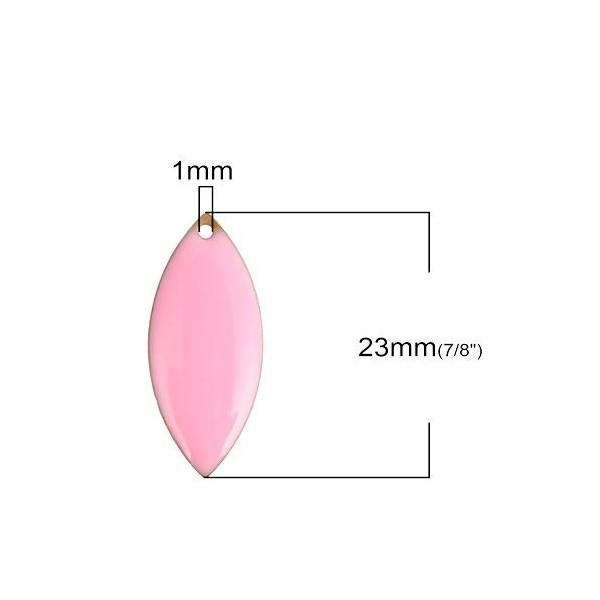 sequins médaillons résine style émaillés Biface Navettes 23mm Rose