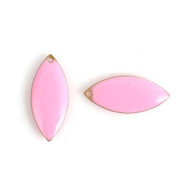sequins médaillons résine style émaillés Biface Navettes 23mm Rose sur une base en métal doré