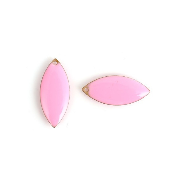 sequins médaillons résine style émaillés Biface Navettes 23mm Rose sur une base en métal doré