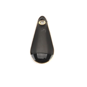 Sequins Résine Émaillée Biface Mini Goutte 12x5mm Noir Métal Doré