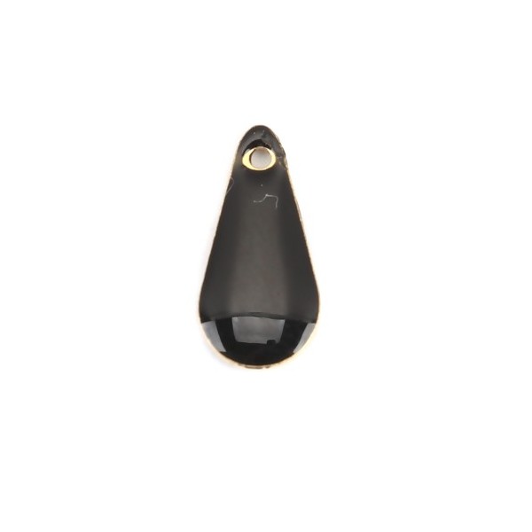 sequins résine style émaillés Biface Mini Goutte 12 par 5mm Noir sur une base en métal doré