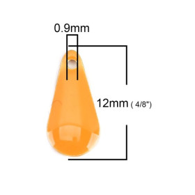 PS110237806 PAX 5 sequins résine style émaillés Biface Mini Goutte 12 par 5mm Orange sur une base en métal doré