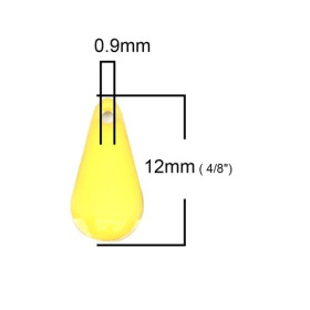 PS110237805 PAX 5 sequins résine style émaillés Biface Mini Goutte 12 par 5mm Jaune sur une base en métal doré