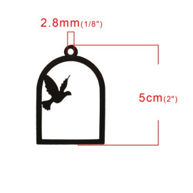 PS110104787 PAX 2 Moules en Acrylique pendentif Cage avec Oiseau utilisation RESINE