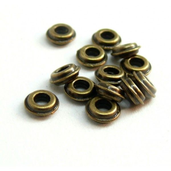 H11556Y PAX 50 perles intercalaires Rondelles 6mm metal couleur Bronze