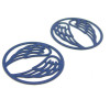 AE115683 PAX de 4 Estampes connecteur filigrane Medaillon Aile d'ange 25 mm Bleu Gris