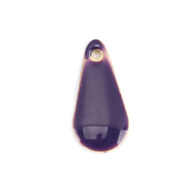 Sequins résine style émaillés Biface Mini Goutte 12 par 5mm Violet sur une base en métal dorédoré
