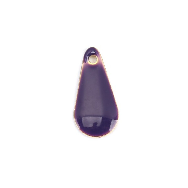 Sequins résine style émaillés Biface Mini Goutte 12 par 5mm Violet sur une base en métal dorédoré