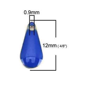PS110237814 PAX 5 sequins résine style émaillés Biface Mini Goutte 12 par 5mm Bleu Royal sur une base en métal doré